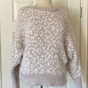 Jessica Simpson Chenille Bat Wing Wide Sleeve Patterned Scoop Neck Sweater M